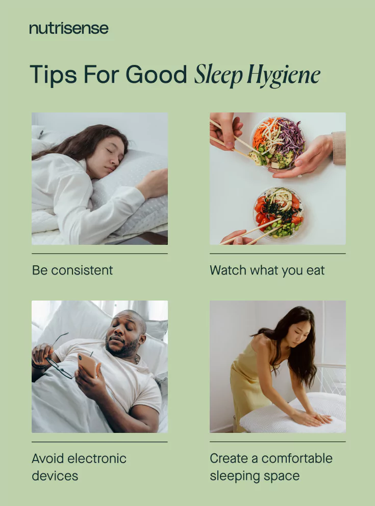 a graphic with tips for good sleep hygiene