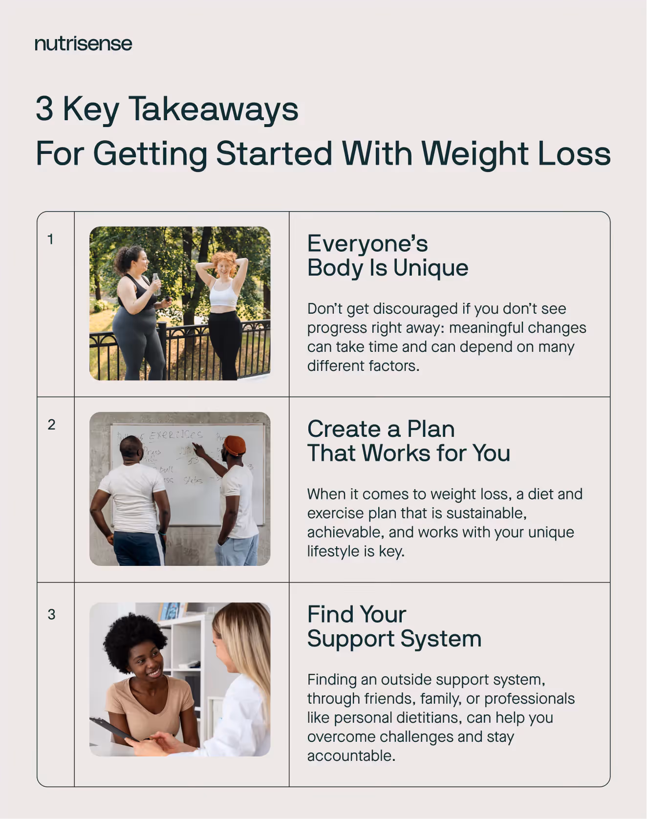 three key takeaways for weight loss