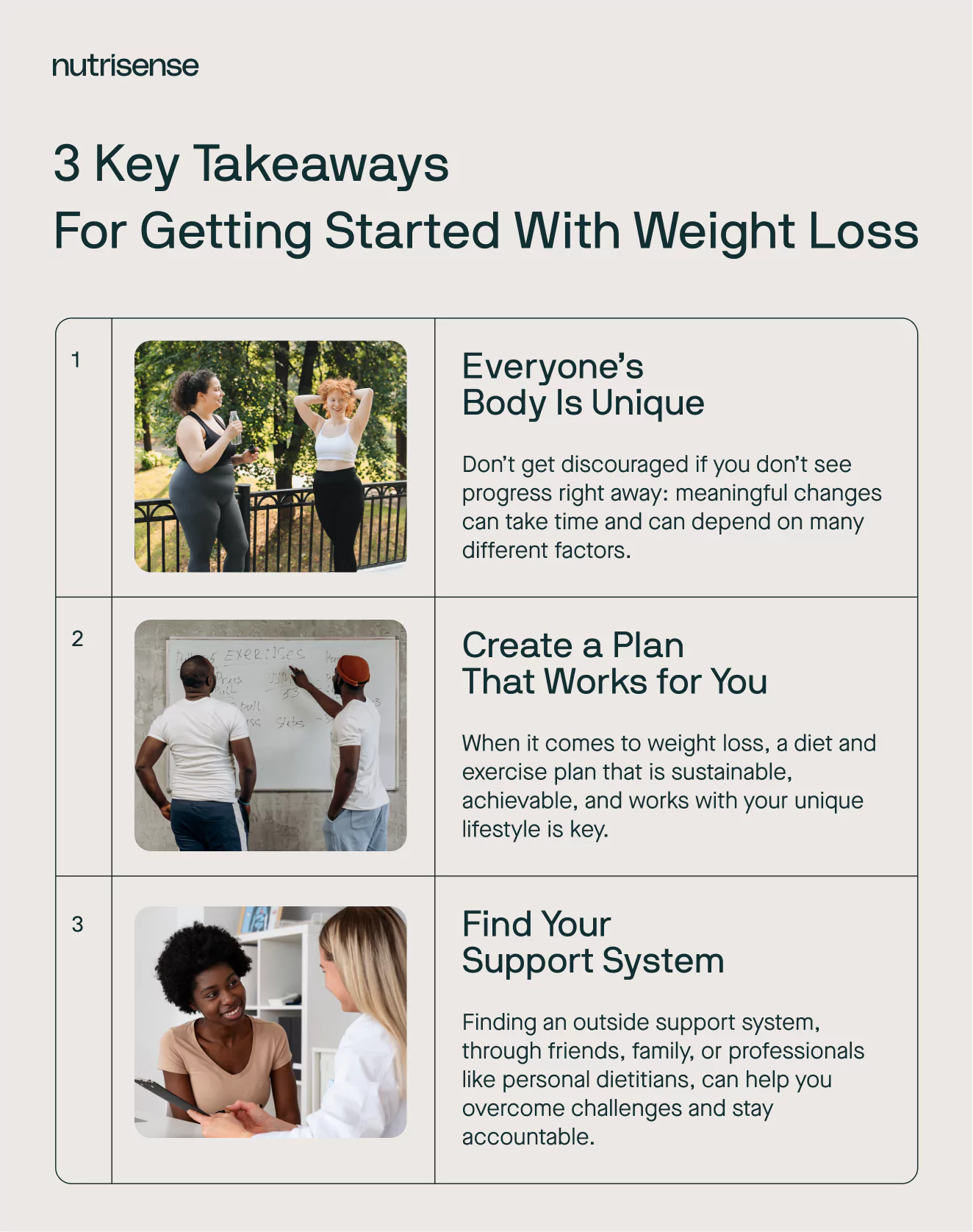 three key takeaways for weight loss
