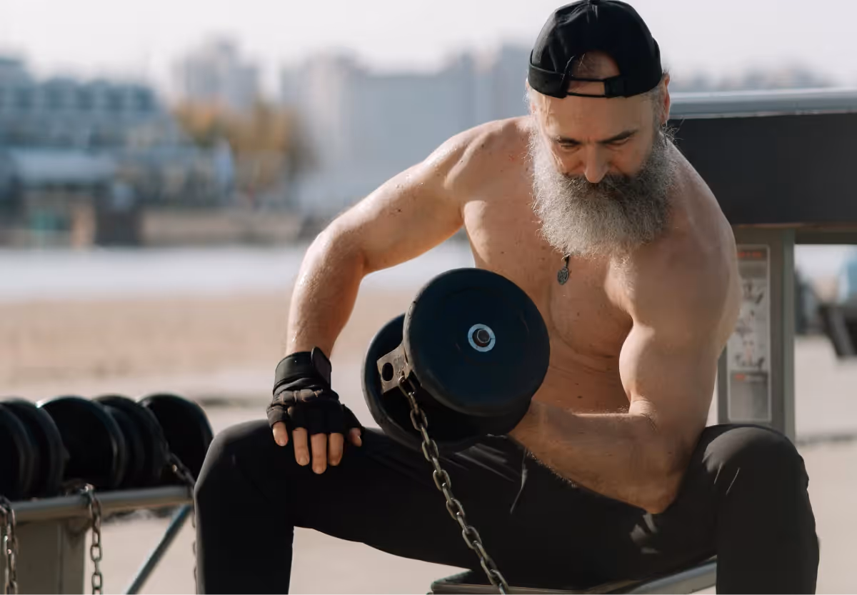 a man doing a bicep curl