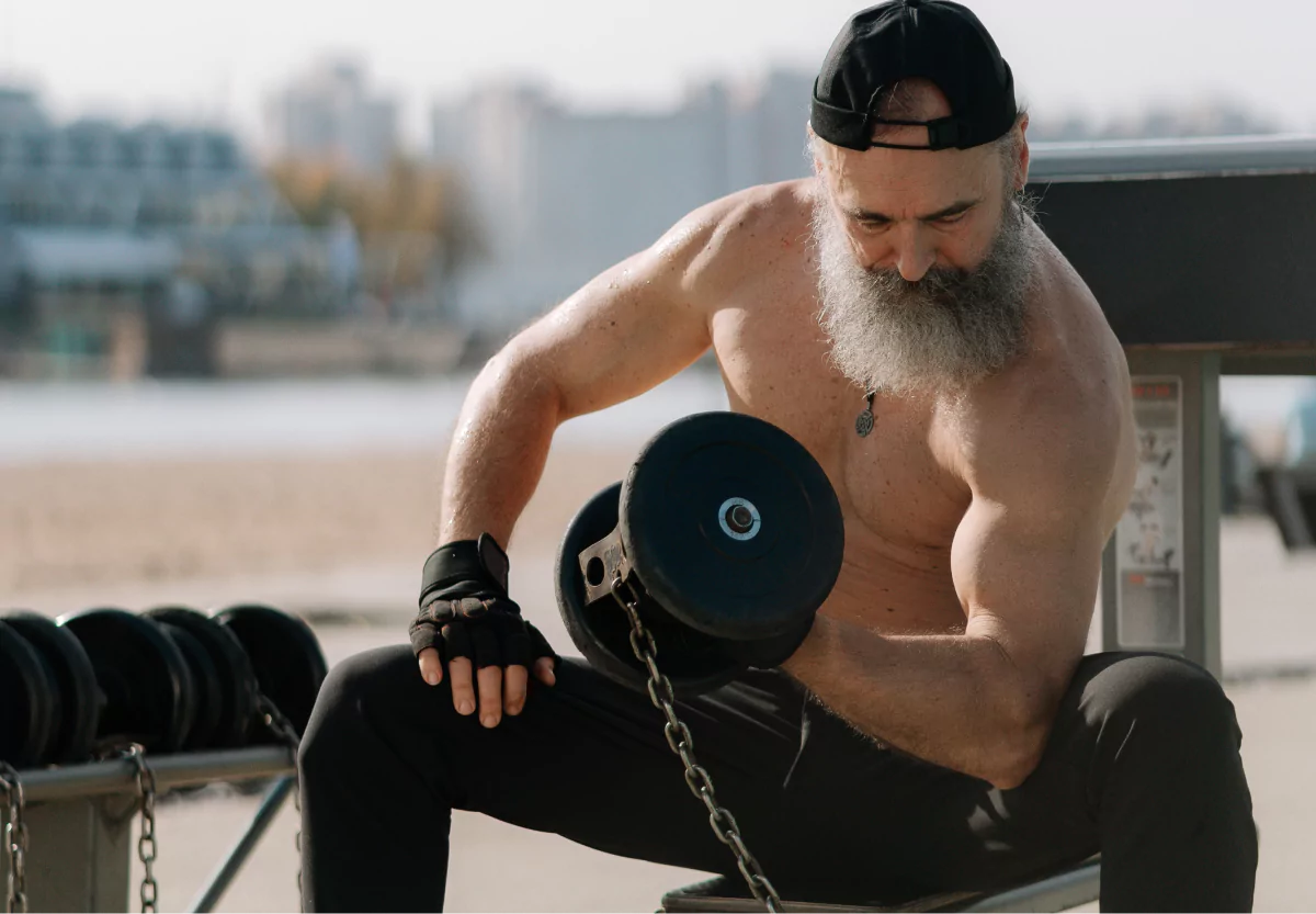 a man doing a bicep curl