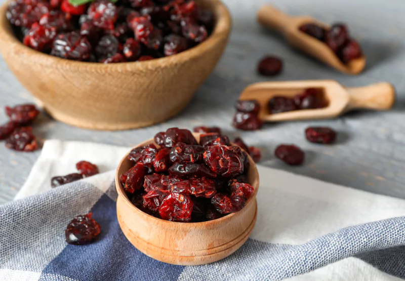 a bowl of dried cranberries