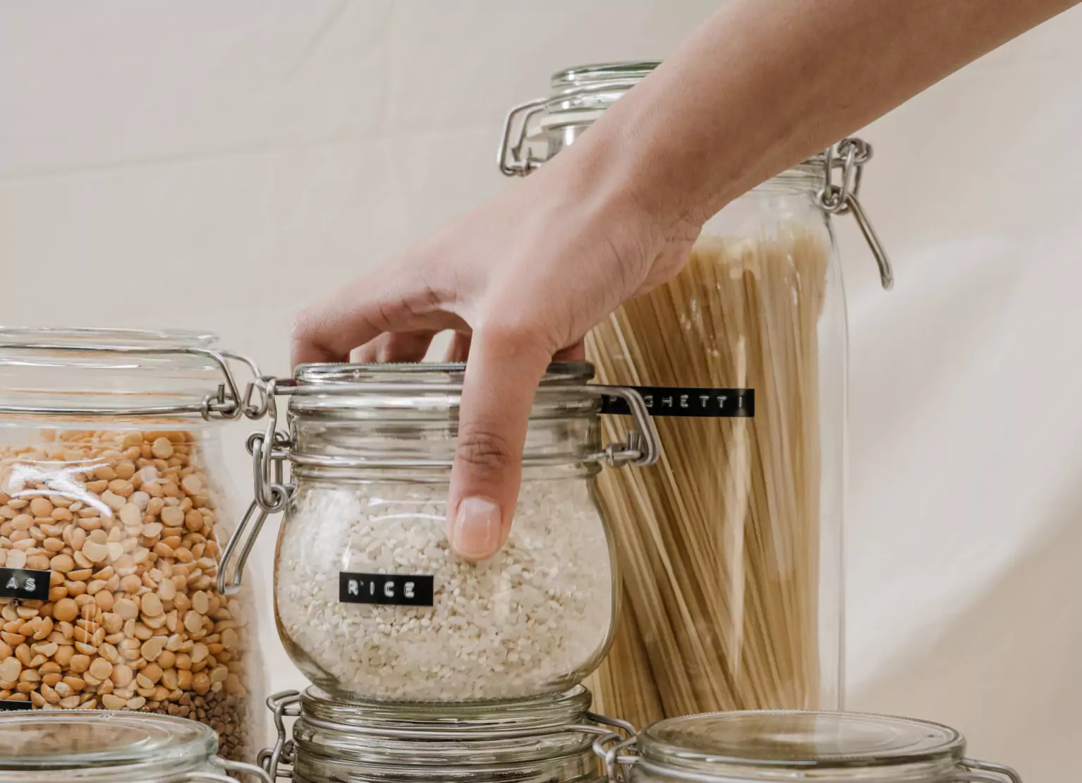 Rice and other common pantry staples.