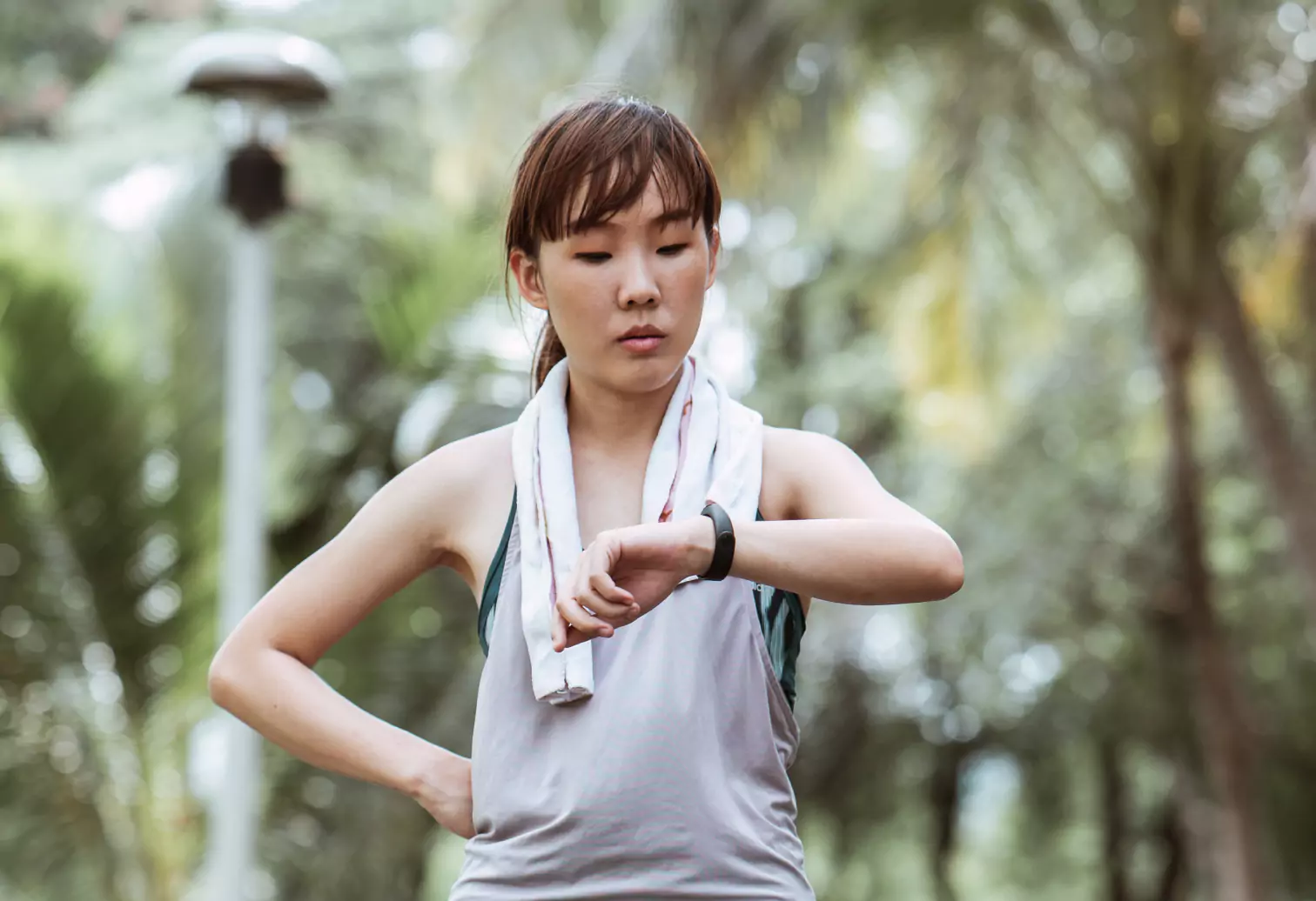 a person checking their HRV after running