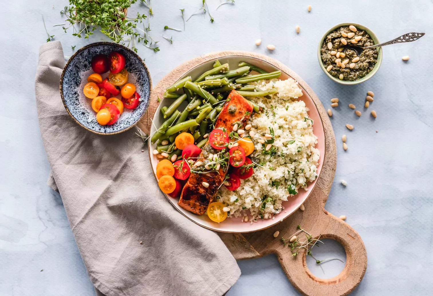 a plate of rice and veggies
