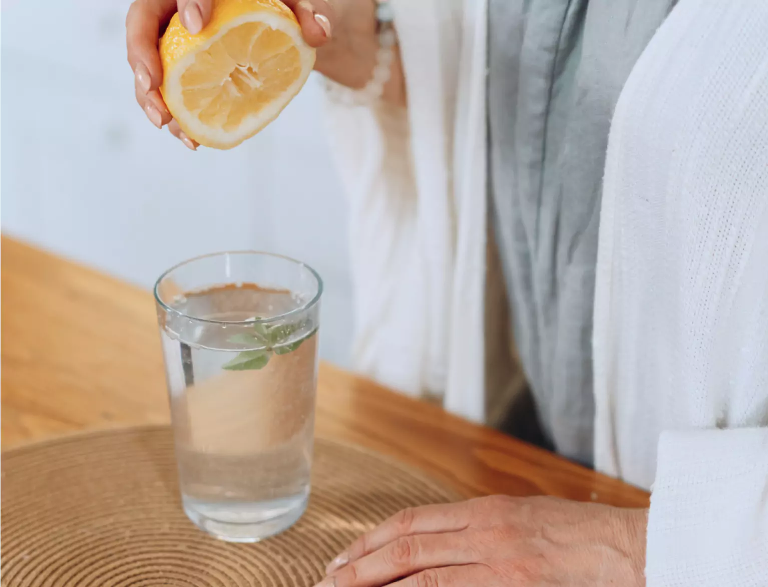 a glass of lemon water