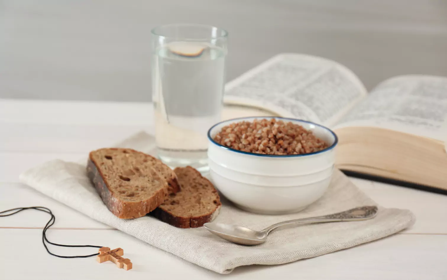 a bowl of porridge and a glass of water
