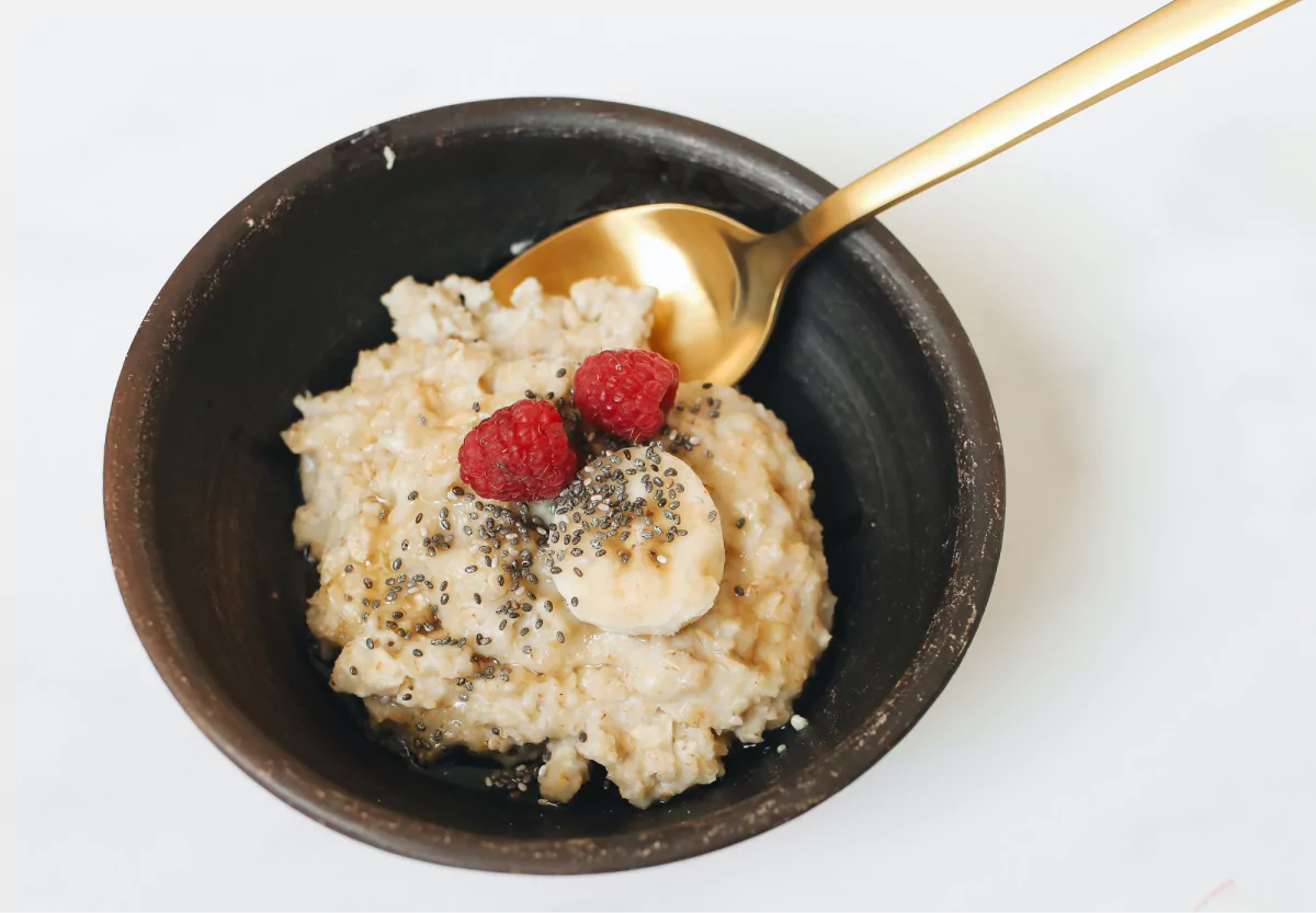 a bowl of oatmeal and berries