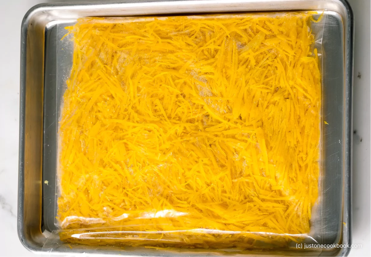 a pan full of yuzu zest