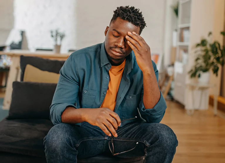 a man looking stressed