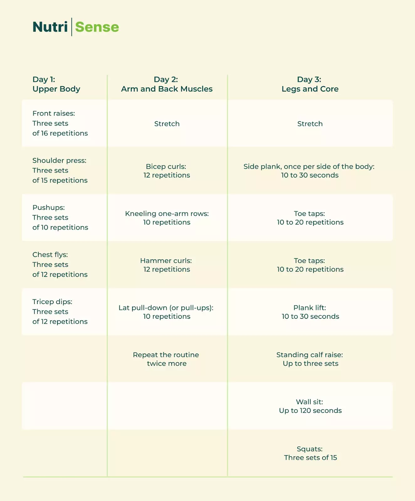 a working out plan