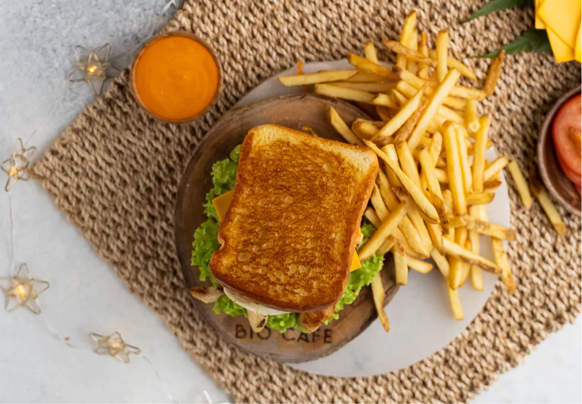 a sandwich and a plate of fries