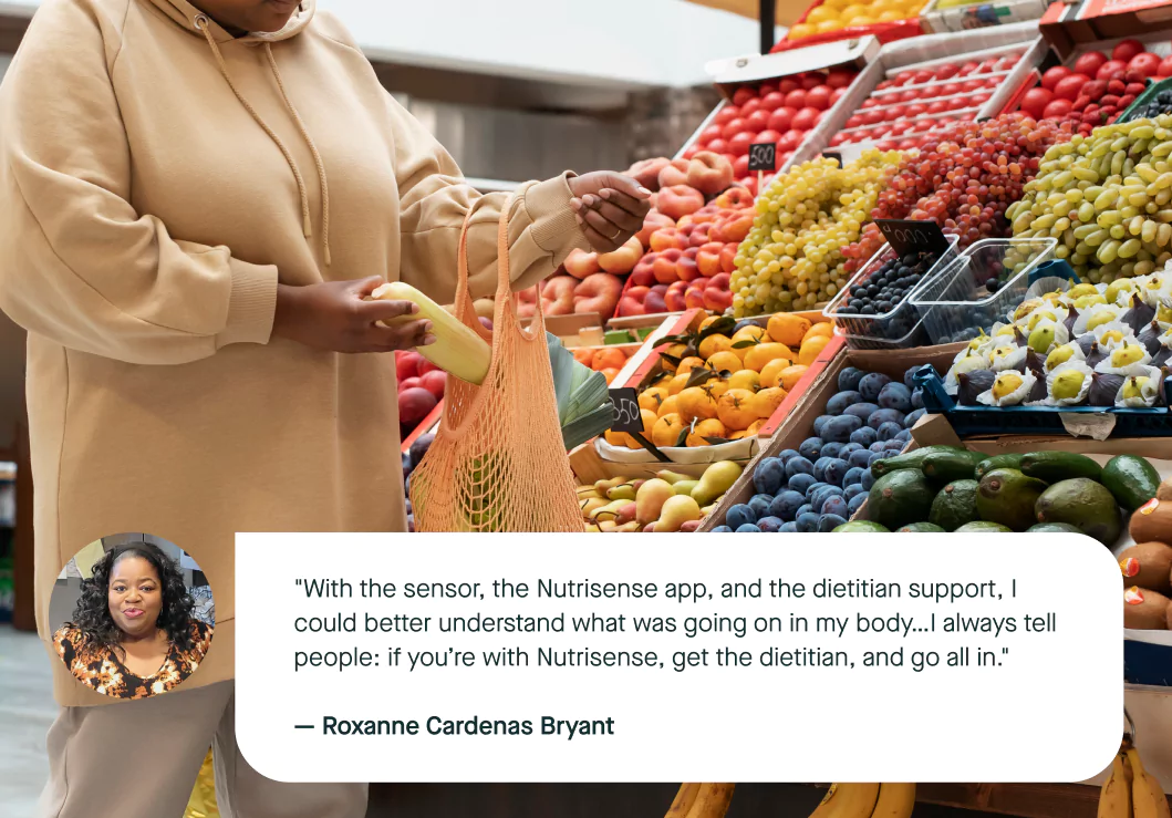 roxanne buying fruit at the grocery store