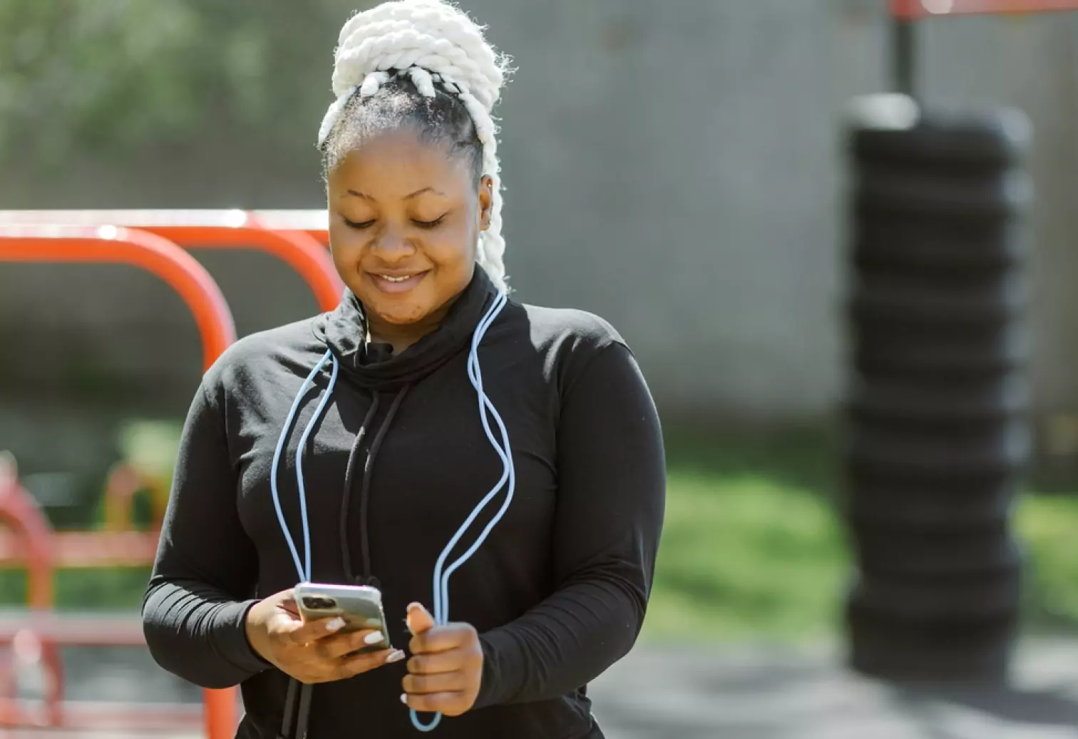 a girl looking at her phone