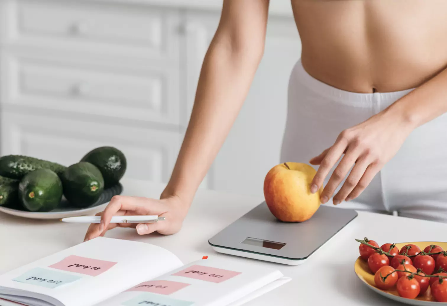 weighing an apple