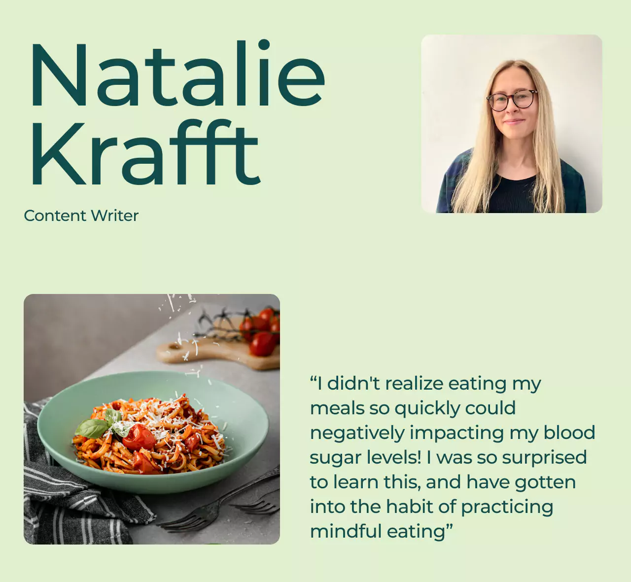 a graphic of natalie's quote about mindful eating