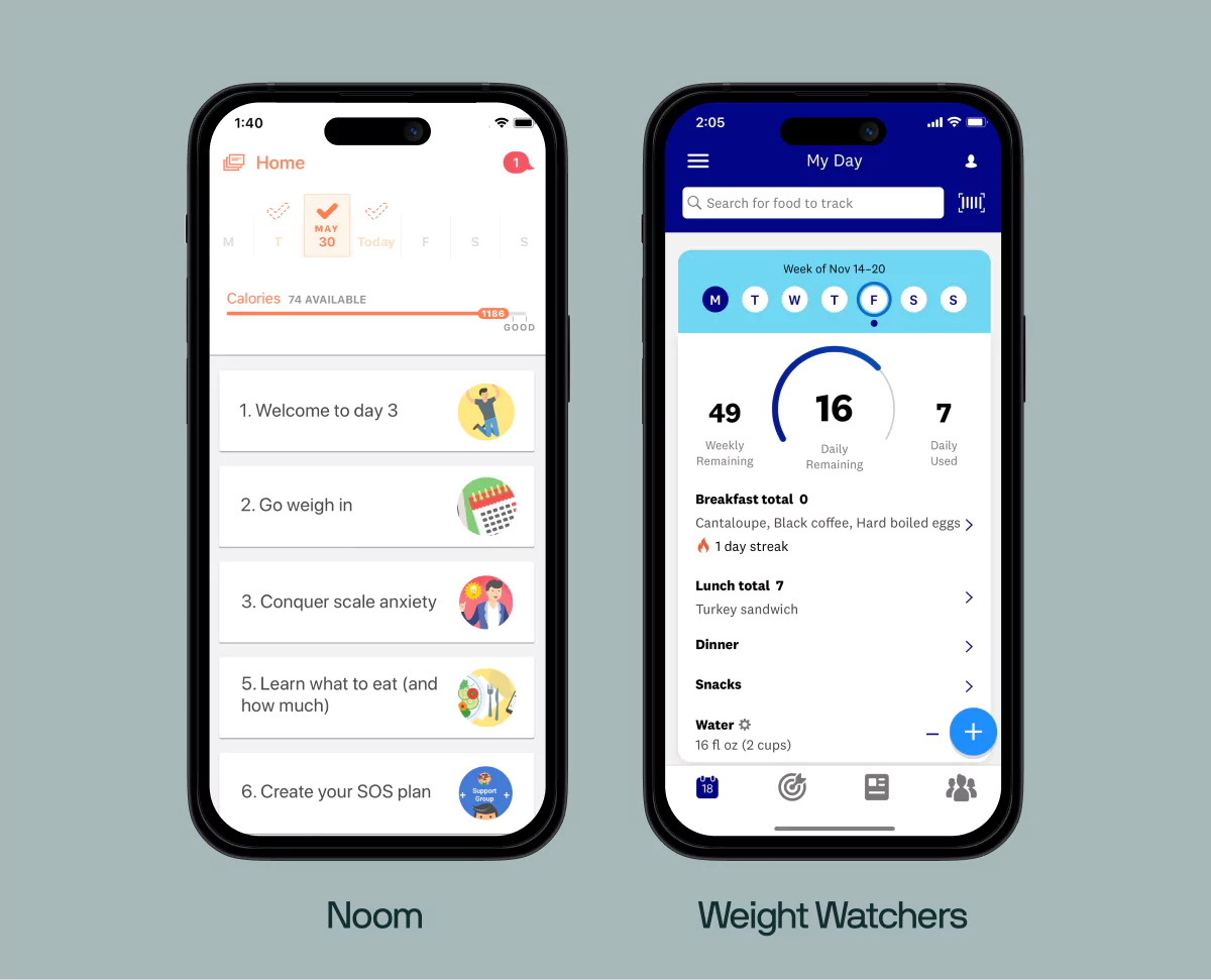 noom vs weight watchers app comparison